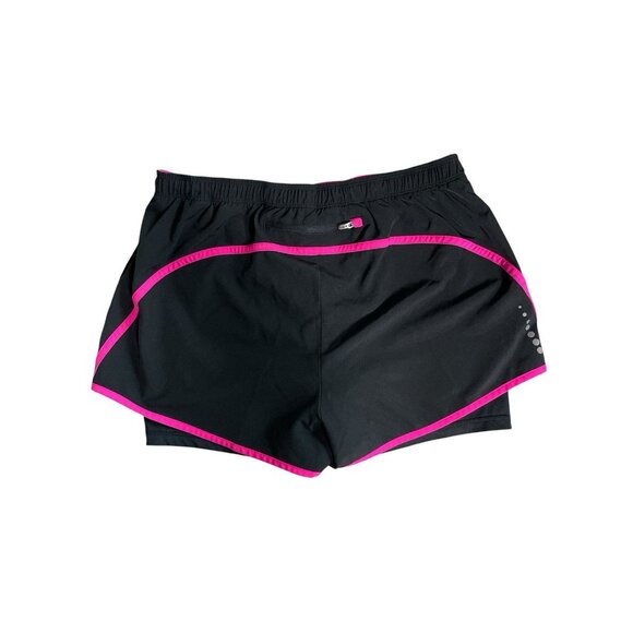 Reebok Performance Lined Running Athletic Shorts Womens Size Large Black Pink - Picture 3 of 3